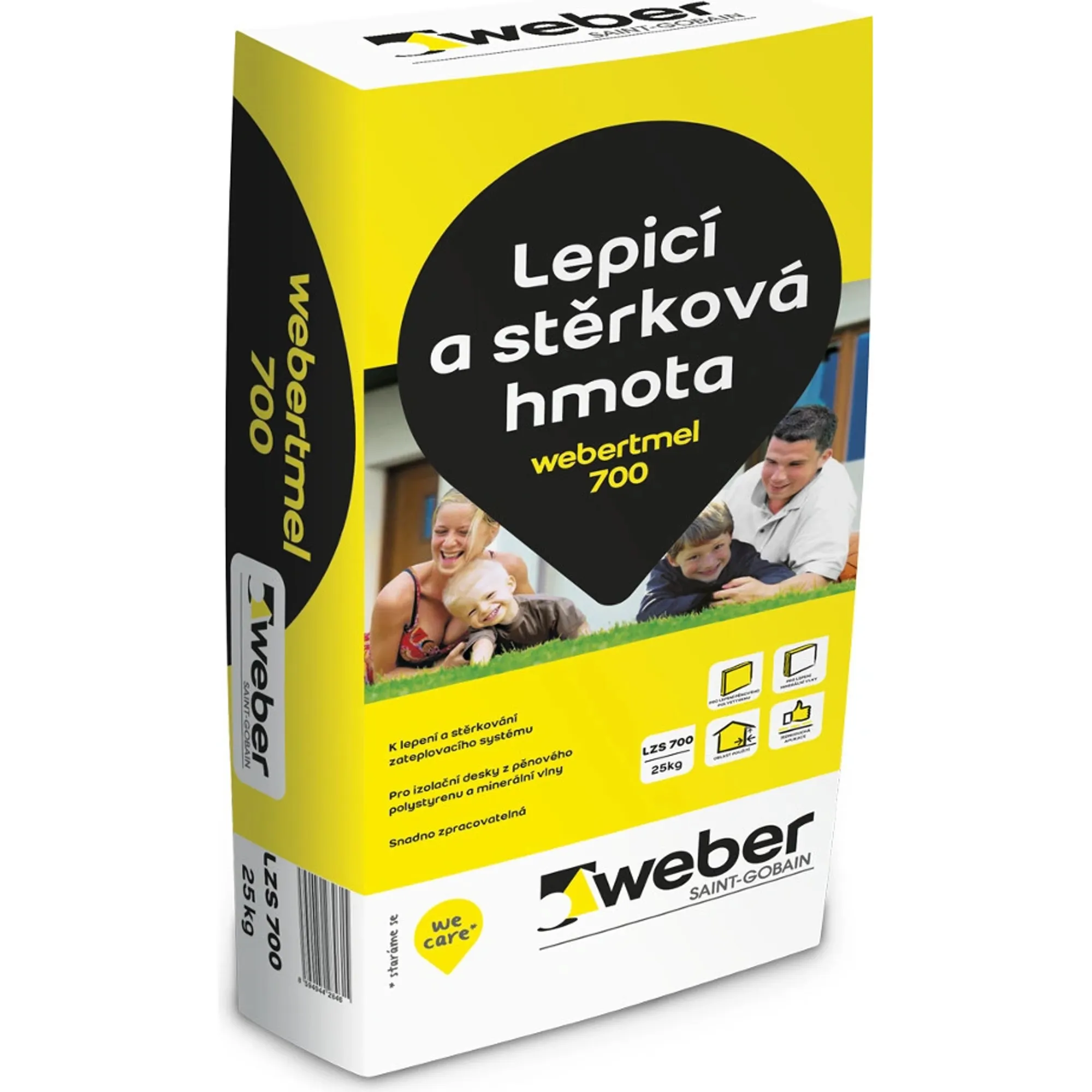 Lepidlo  a stěrka na polystyren, vatu šedé, WEBER.TMEL 700, 25kg